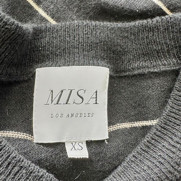 Misa Los Angeles XS striped cotton silk blend black sweater - Picture 3 of 8